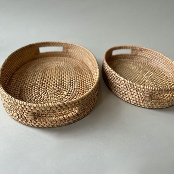 NEW Rattan Wicker Tray Perfect Christmas Gifts for Women, Serving Tray - Picture 5 of 9